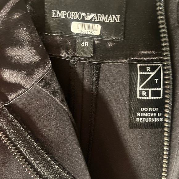 💎 Emporio Armani black pencil skirt - size 48 XL EUC pockets zip front slit - Picture 2 of 7
